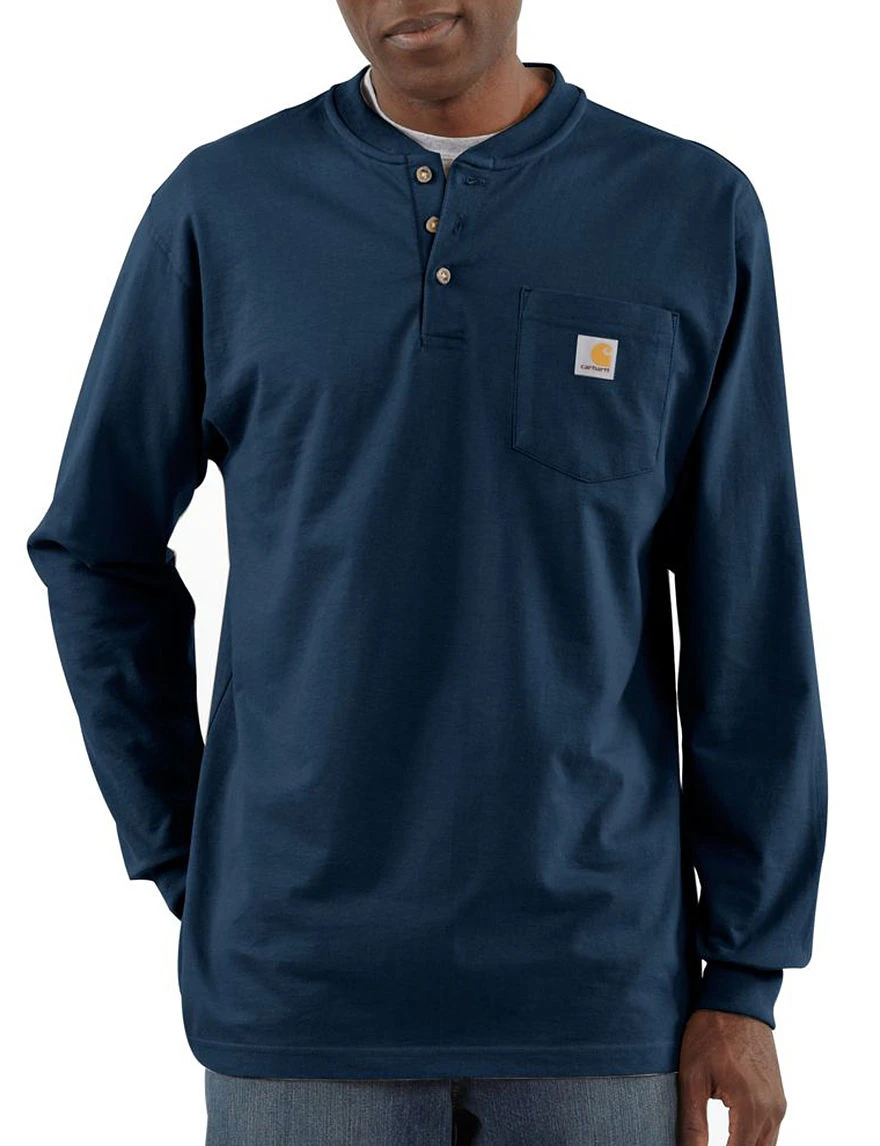 Men's Big & Tall Workwear Pocket Long Sleeve Henley Shirt - Army Green - 4x-large