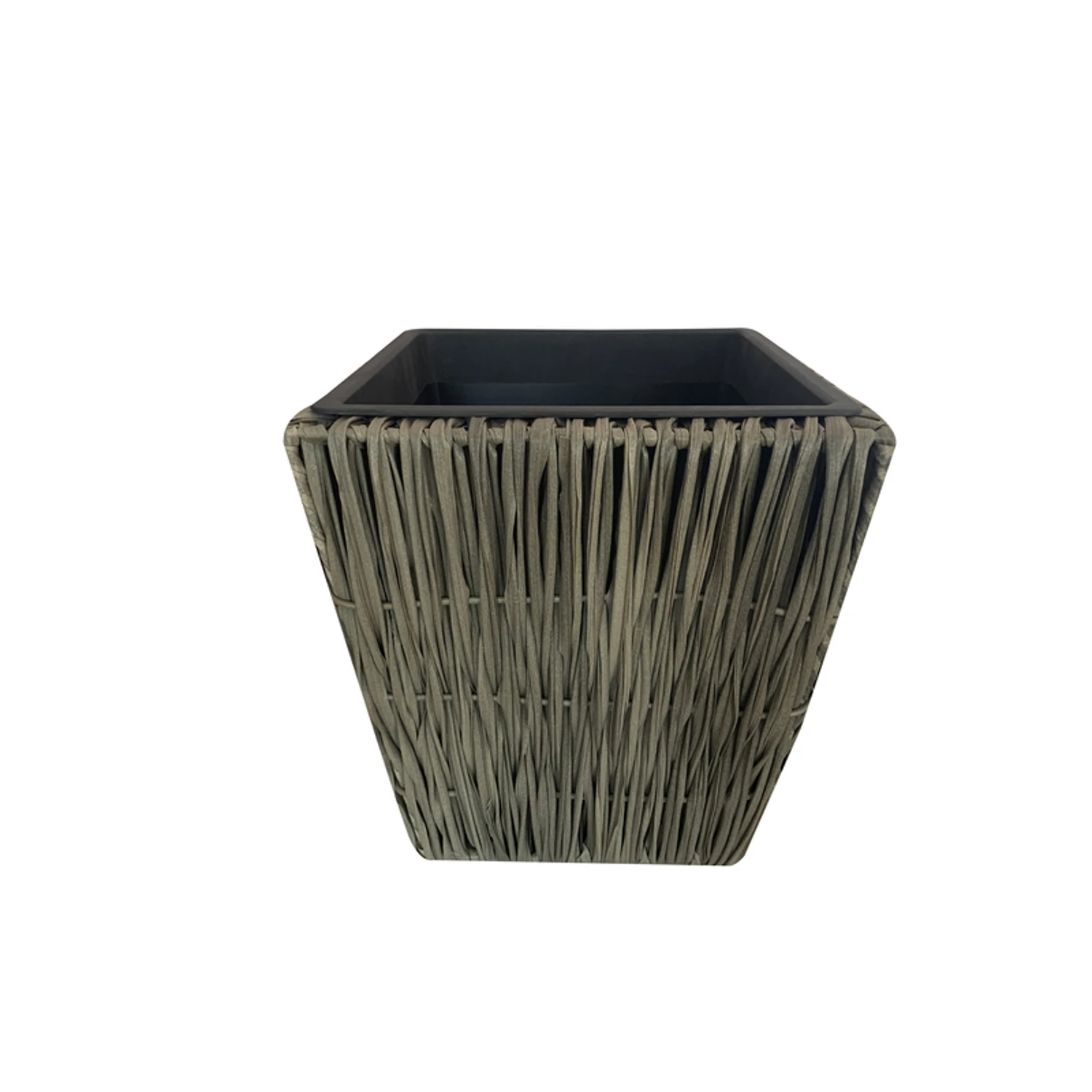 14.17 In. H X 14.5 In. W X 14.5 In. D Gray Plastic Wicker Planter