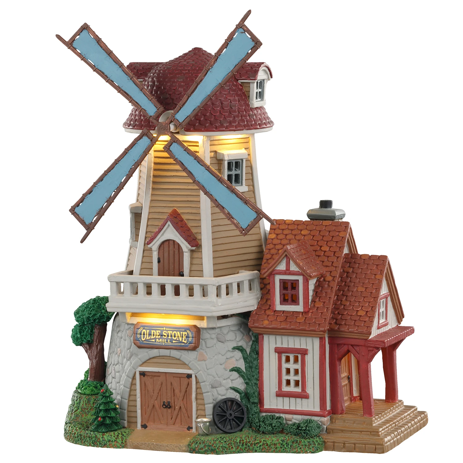 Multicolored Olde Stone Mill Christmas Village 11 In. Porcelain Decor