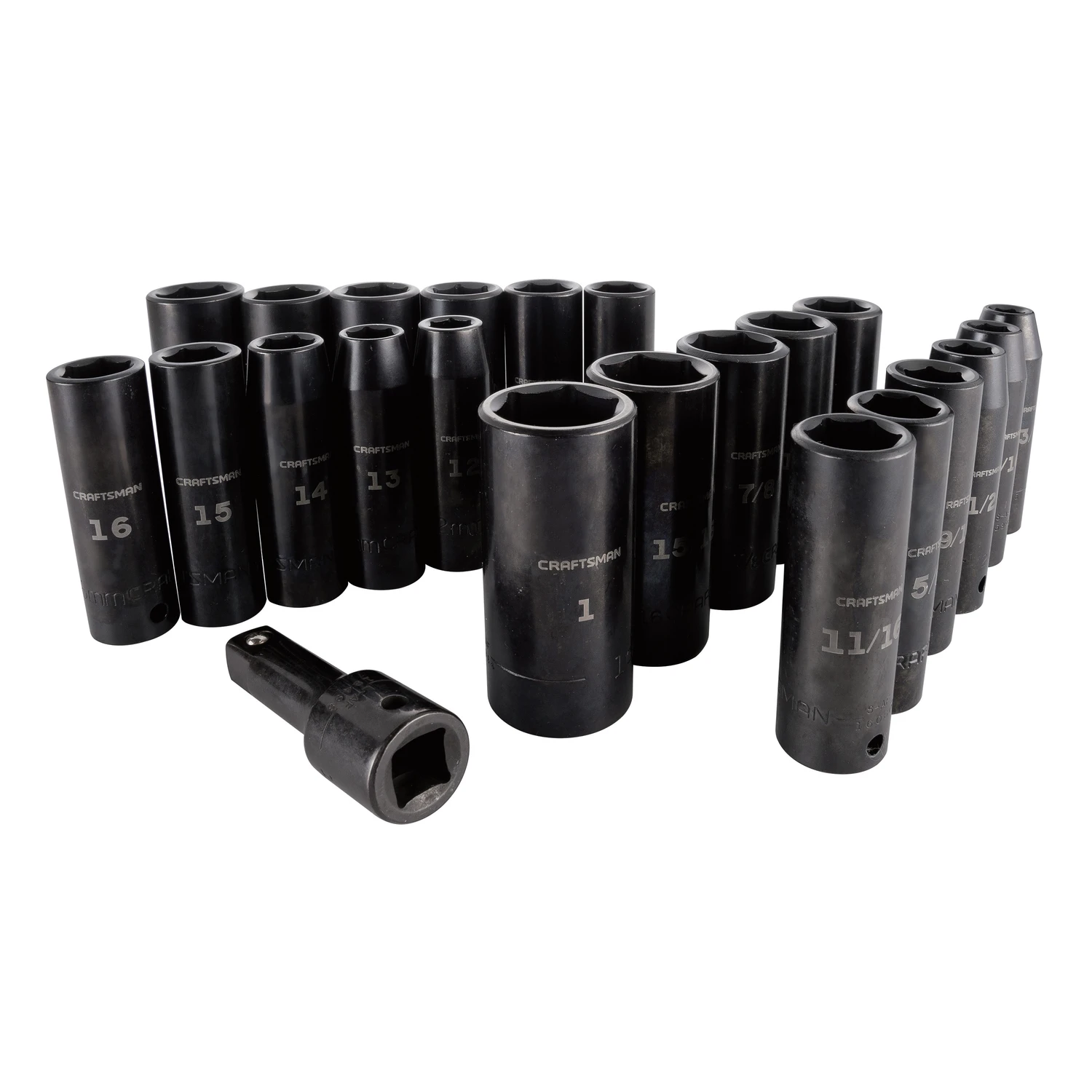 1/2 In. Drive 23 Piece Metric And Sae 6 Point Deep Impact Socket Set