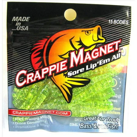 LELAND 87262 CRAPPIE MAGNET 15PC BODY PACK CHARTREUSE/SILVER FLASH
