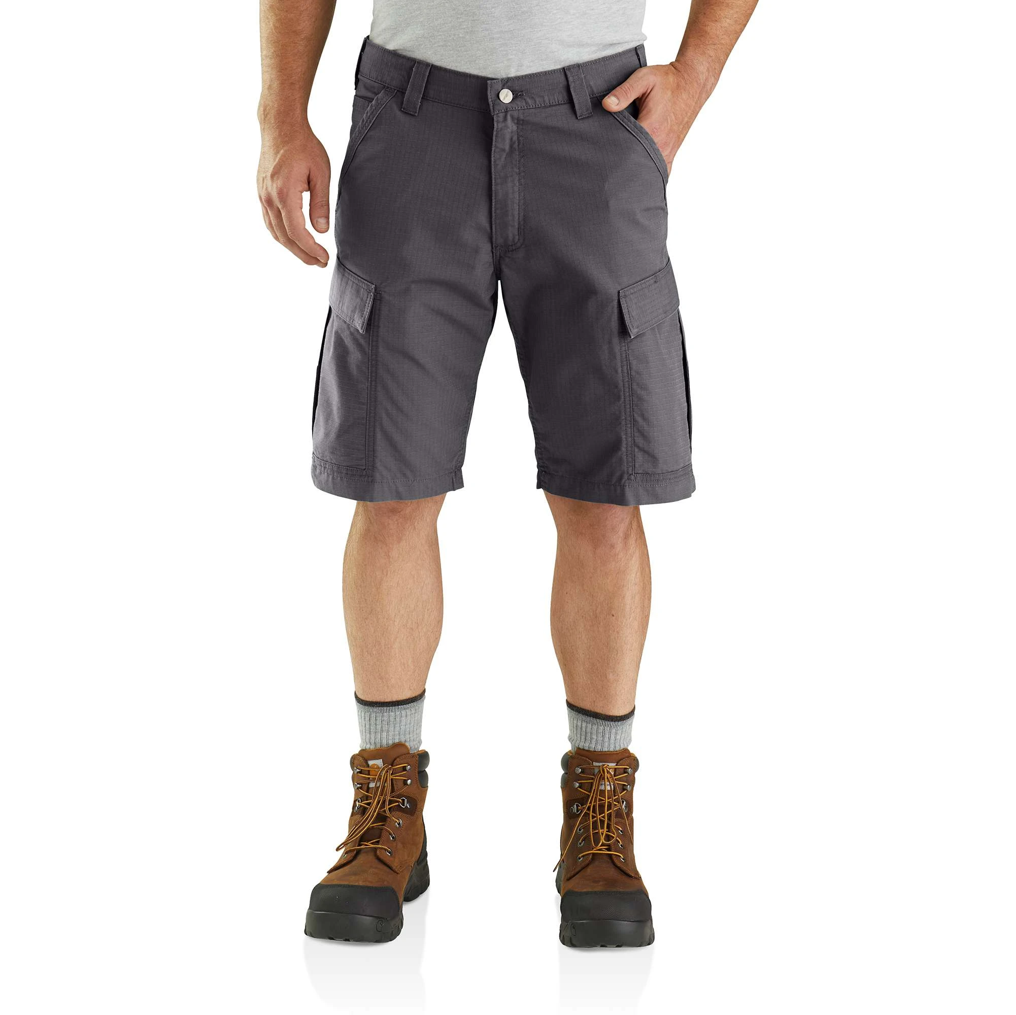 Men's Force Relaxed Fit Ripstop Cargo Work Short, 11-inch Inseam, W36, Shadow