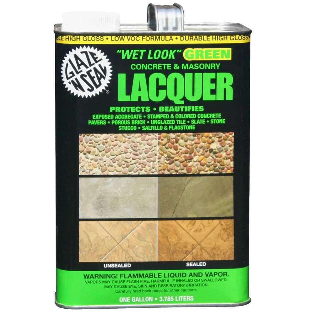 1 Gallon Clear Wet Look Green Concrete And Masonry Lacquer Sealer