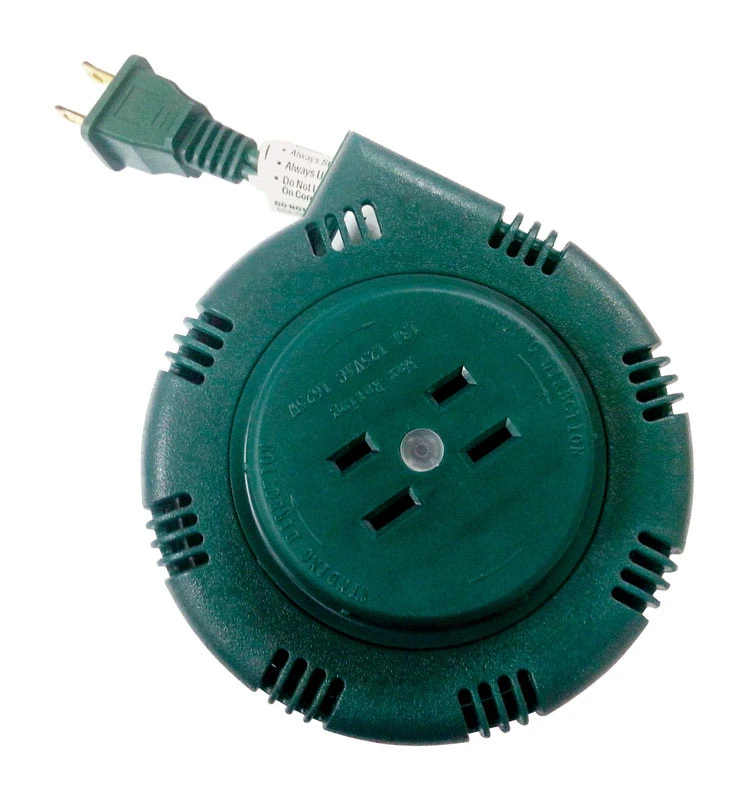8 Ft. L Plastic Cord Reel With 3 Outlets And 16 Gauge Wire