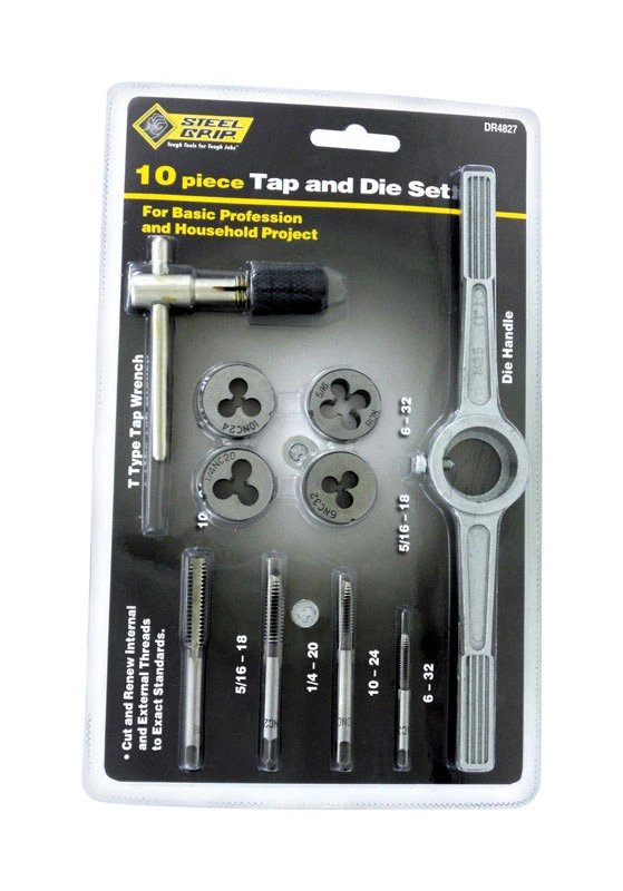 Steel Sae Tap And Die Set 6-32, 10-24, 1/4-20, 5/16-18 - 10 Piece Set