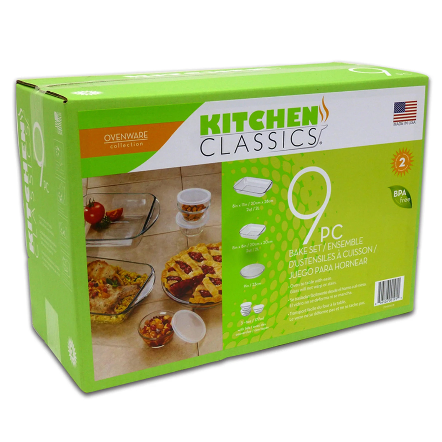 Ovenware Collection 9 Piece Bake Set Clear Glass Cookware