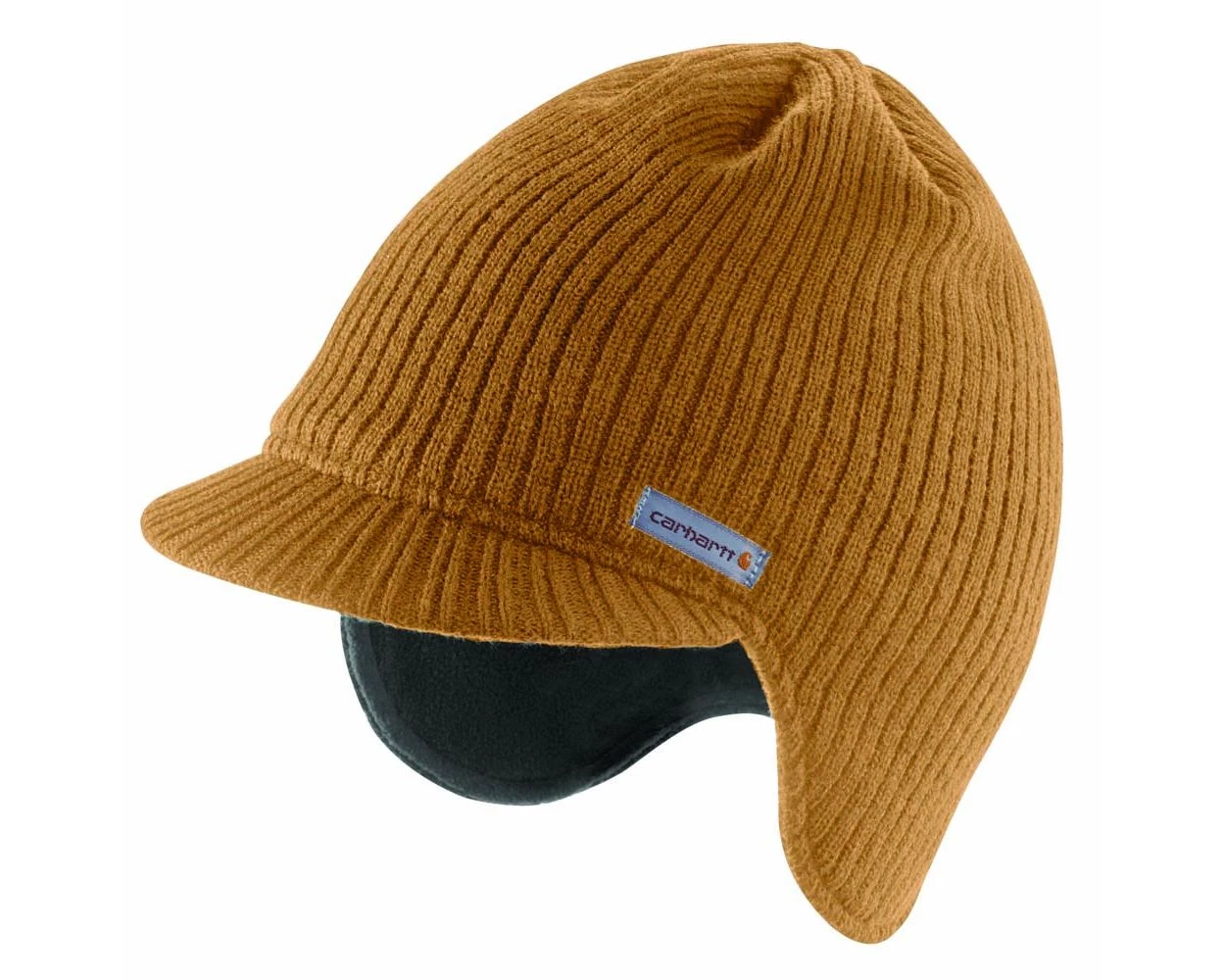 Men's Brown Knit Hat With Visor - One Size Fits All