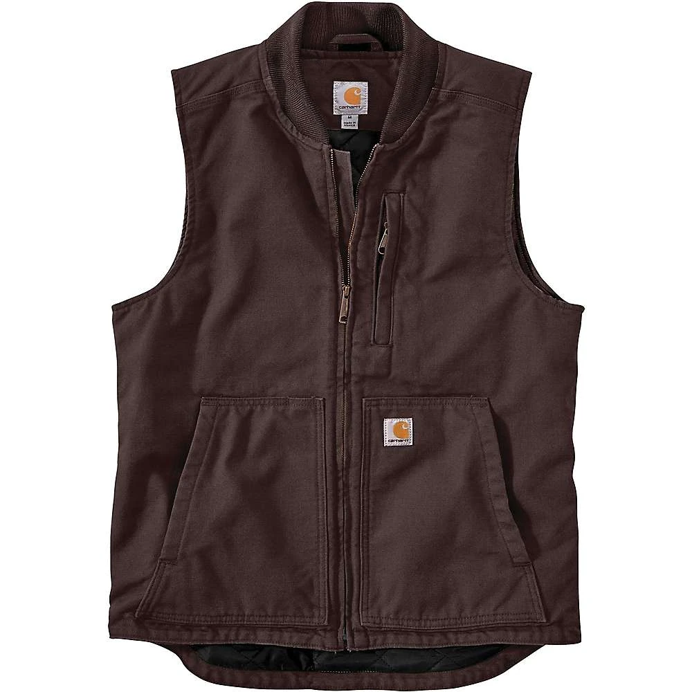 Men's Loose Fit Washed Duck Insulated Rib Collar Vest - Xxl Regular - Dark Brown