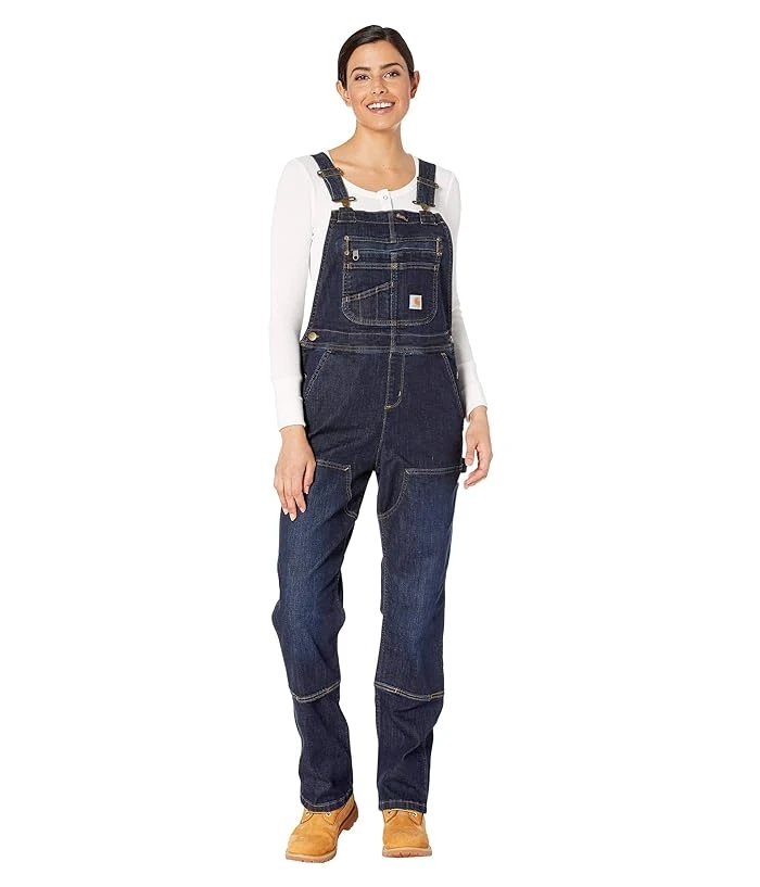 Women's Denim Double Front Bib Overalls - Xxl Regular - Midnight Sky