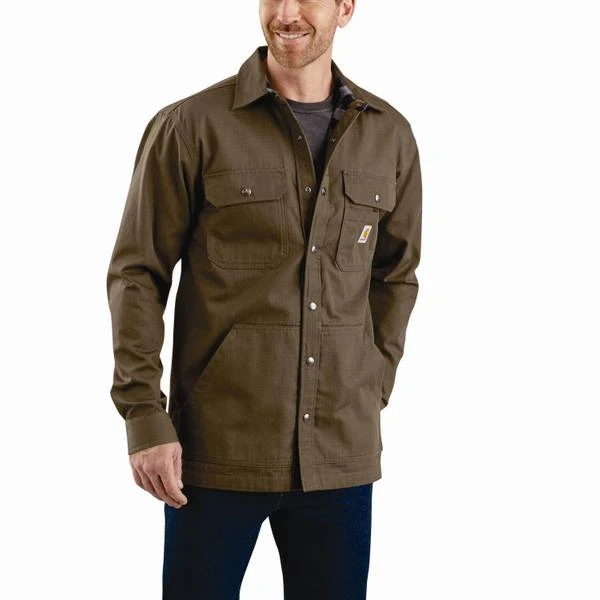 Men's Ripstop Solid Flannel-lined Shirt Jacket - Large Regular - Canyon Brown