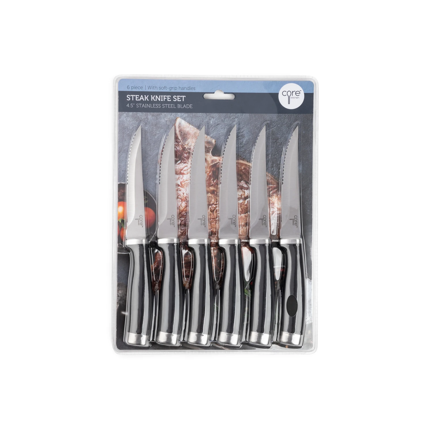 Stainless Steel Steak Knife Set 6 Piece With Plastic Handles