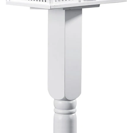 Kiln-dried Hardwood Birdhouse Pedestal - Elegant Turned Wood Design, White Finish