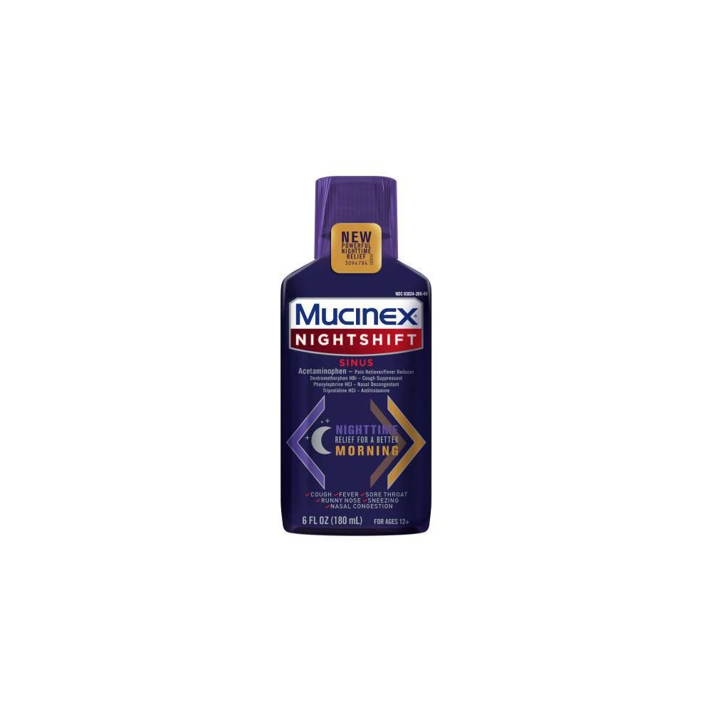 MUCINEX SINUS ADULT LIQ NITE 6OZ