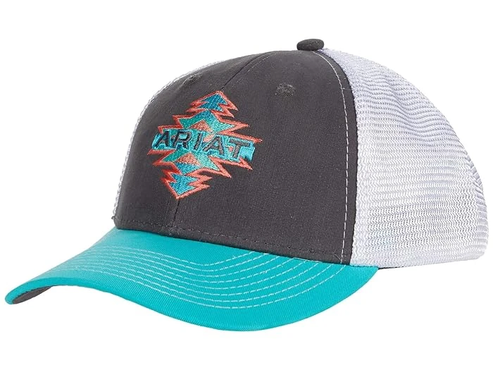 Ladies Aztec Logo Patch Mesh Back Cap, Gray - Stylish And Comfortable
