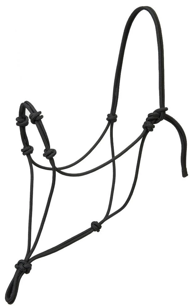 Silvertip Four Knot Rope Halter - Average Size - Black Color