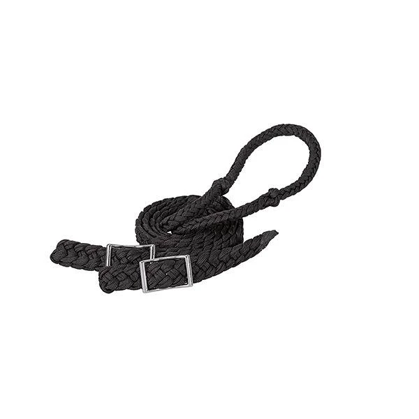 Braided Nylon Barrel Reins, Black, 1/2" X 8' With Conway Buckle Ends