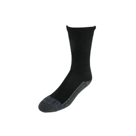 Black Merino Wool Crew Sock - Loose Fit, Large Size
