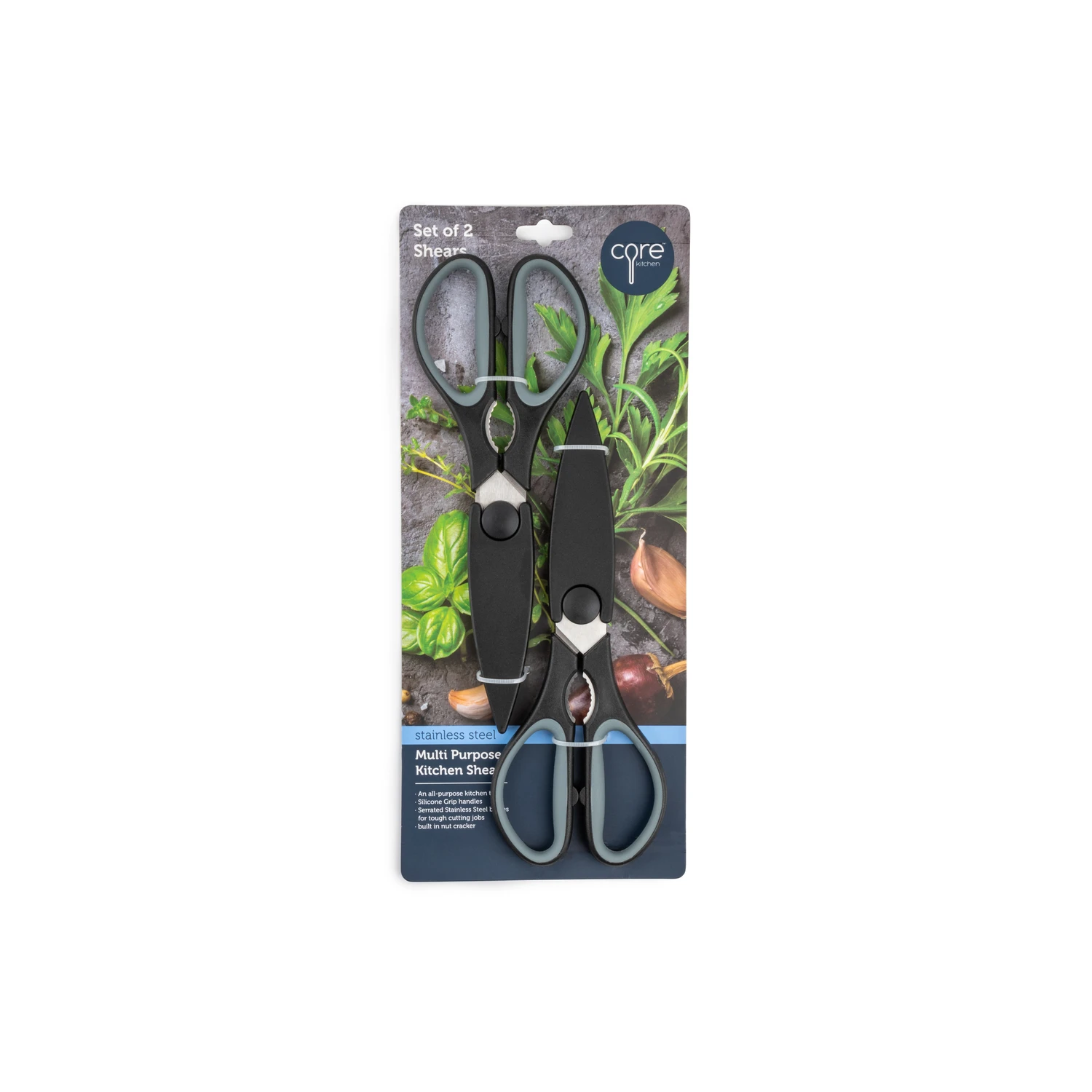 Stainless Steel Kitchen Shears 2 Piece Set With Serrated Edge