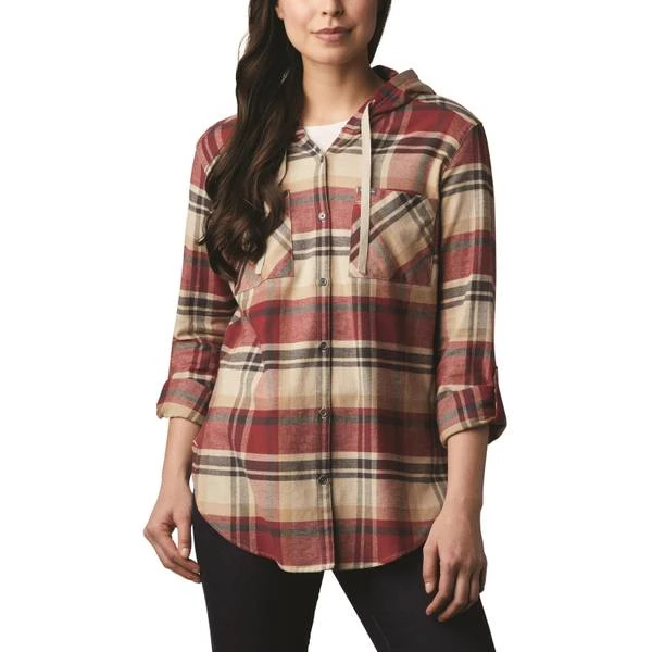 Women's Anytime Stretch Hooded Long Sleeve Shirt - Medium - Marsala Red Multi