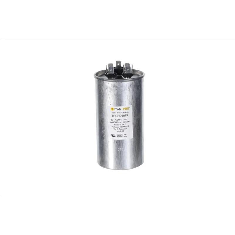 60+7.5 Mfd 440 Volt Round Run Capacitor - Model Trcfd6075