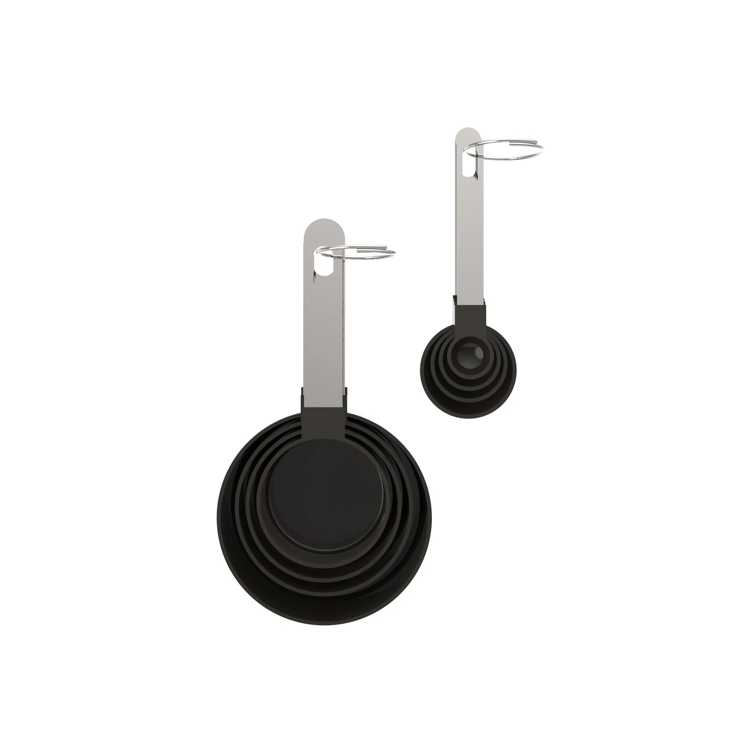 Stainless Steel Black/silver 8-piece Measuring Spoon And Cup Set