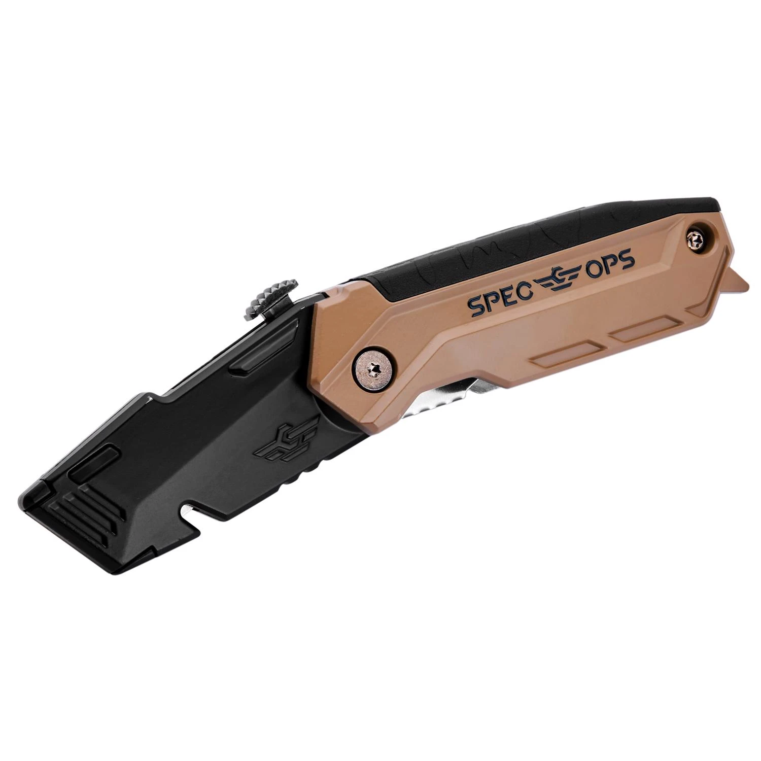 6.25 In. Folding Utility Knife Black/tan Retractable Blade