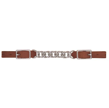 Leather Bridle Leather Curb Strap With 3-1/2" Flat Link Chain