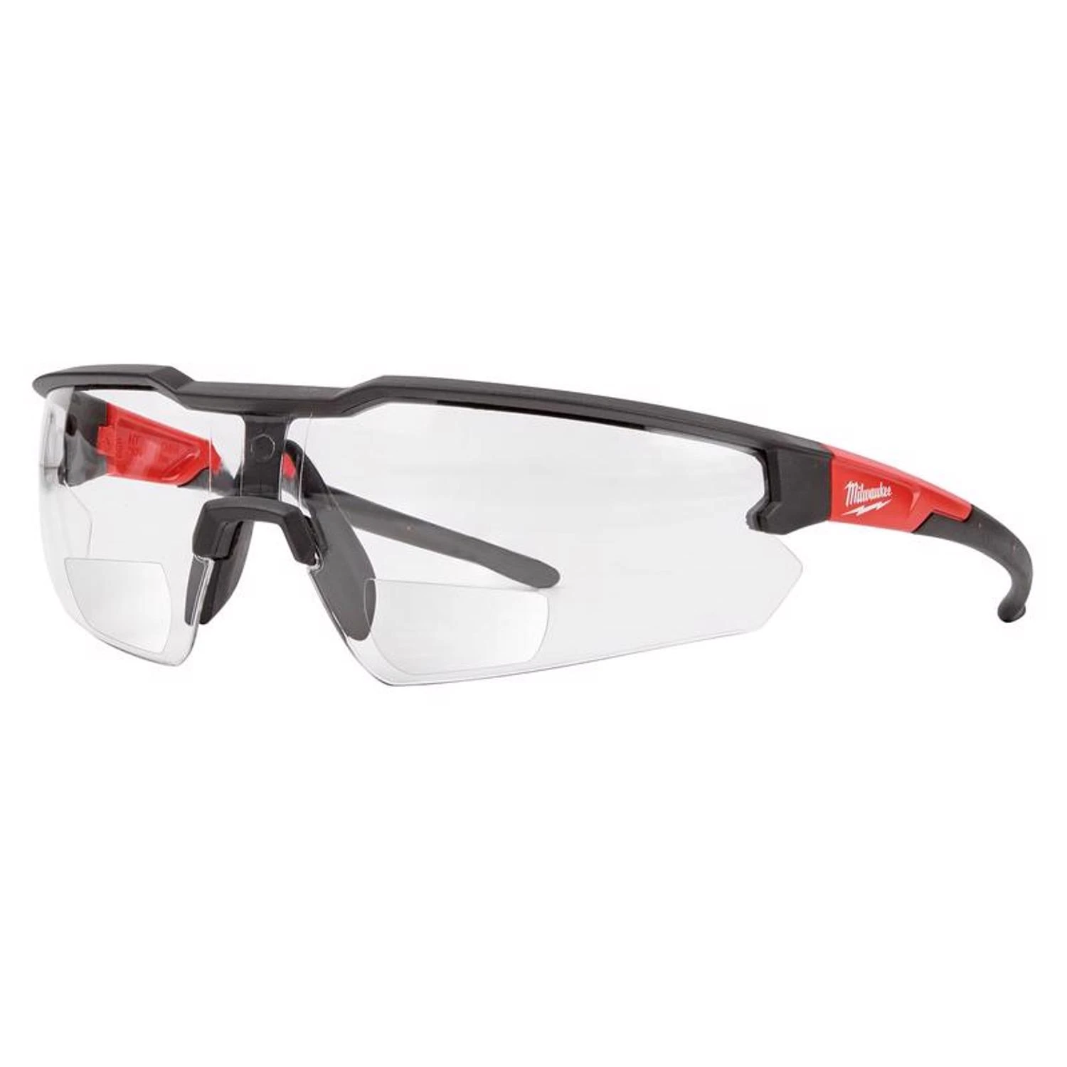 Anti-scratch Magnified Safety Glasses Clear Lens Black/red Frame +2.50