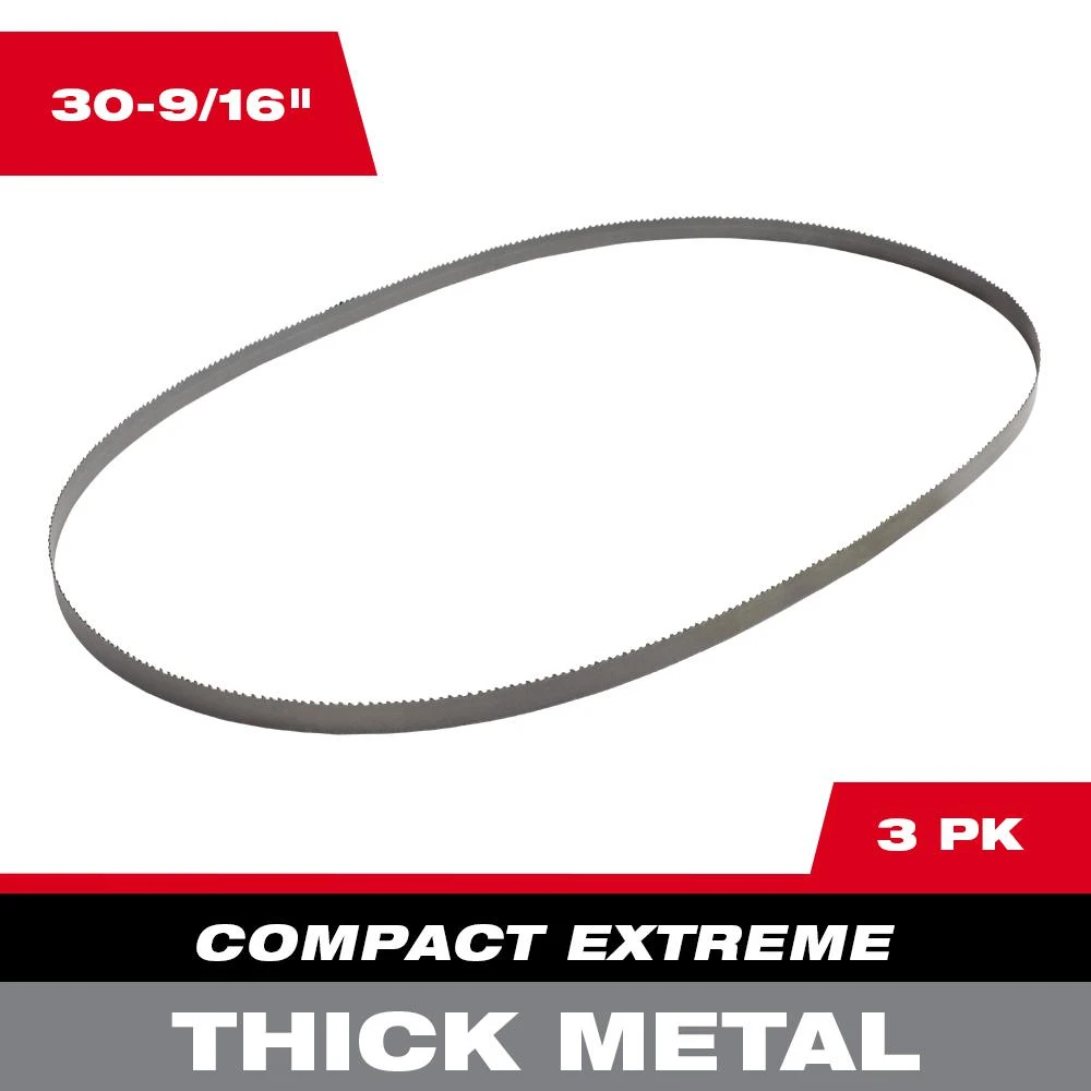 Milwaukee 30-9/16 in. 8/10 TPI Compact Extreme Thick Metal Cutting Band Saw Blade (3-Pack) For M12 FUEL Bandsaw