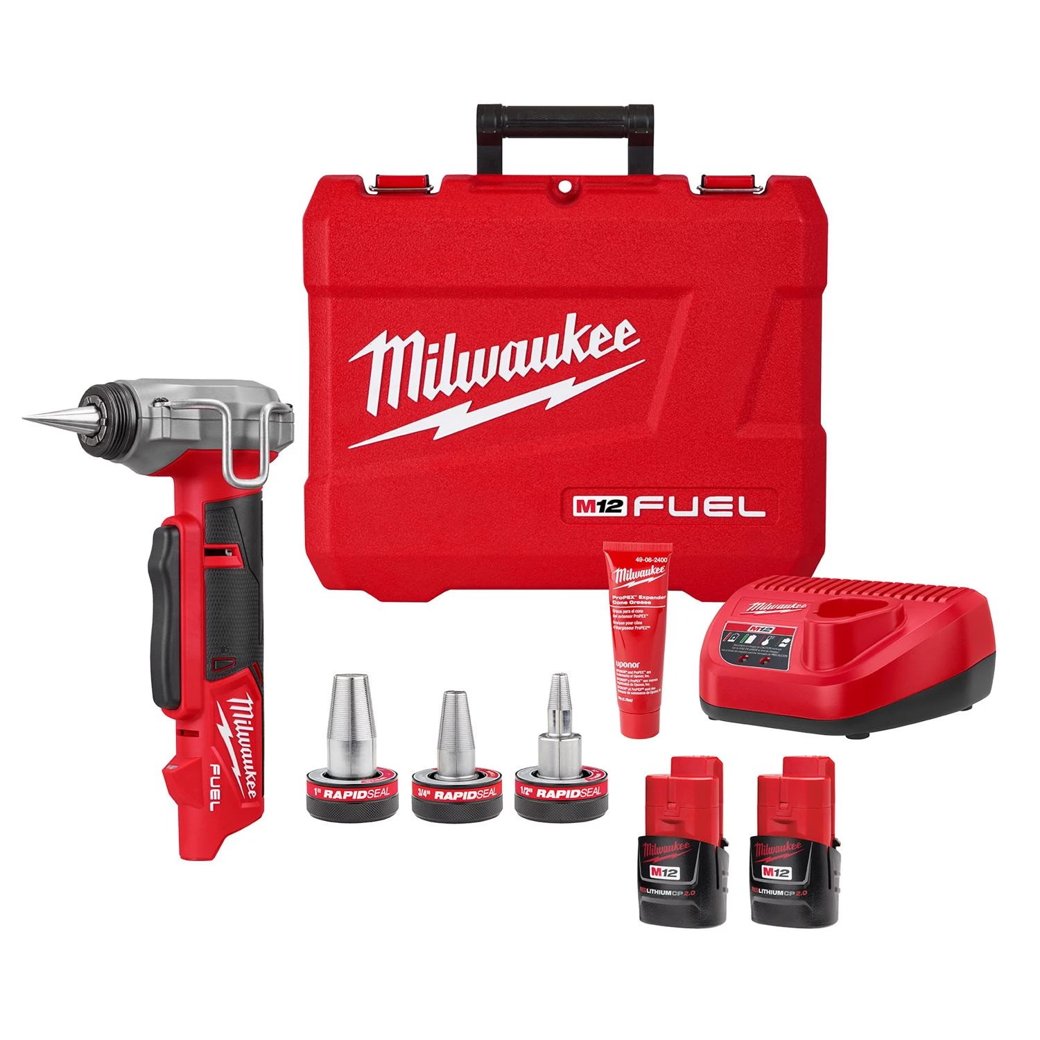 M12 Fuel 1 Inch Pex Expansion Tool Kit With 2 Batteries And 3 Heads