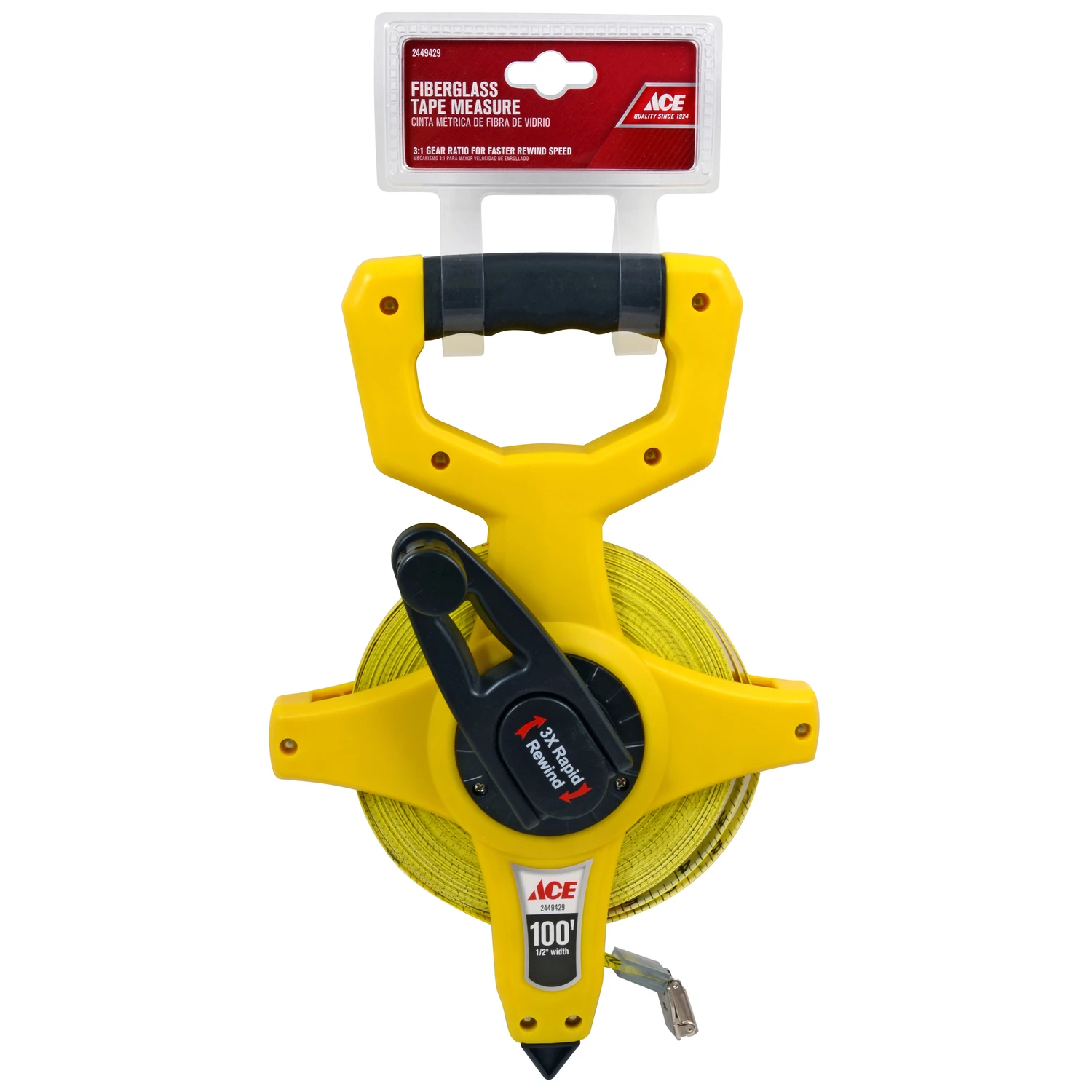 Ace 100 ft. L x 0.5 in. W Fiberglass Long Tape Measure Yellow 1 pk