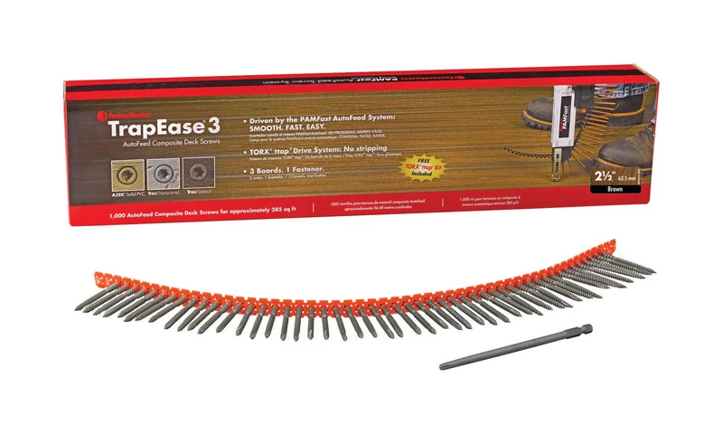 FastenMaster TrapEase No. 20 X 2-1/2 in. L Brown Torx Ttap Star Head Collated Deck Screws 1000 pk