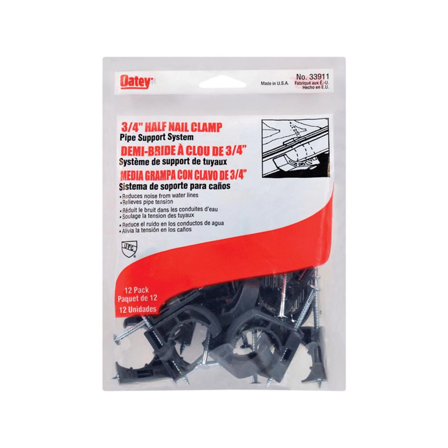 3/4 In. Gray Plastic Half Nail Clamp With Fasteners - Model 33911