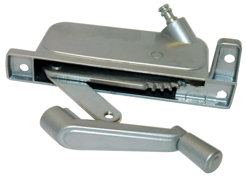Silver Aluminum Right Awning Window Operator For Keller And P.g.t. Windows