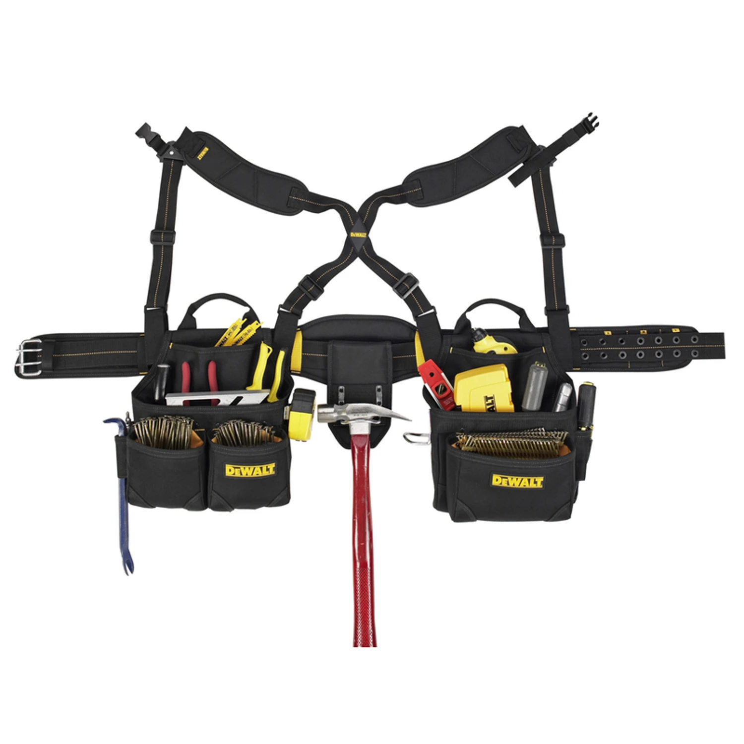 Dewalt Heavy Duty 19 Pocket Ballistic Nylon Combo Apron With Suspenders, Black, 1 Pk