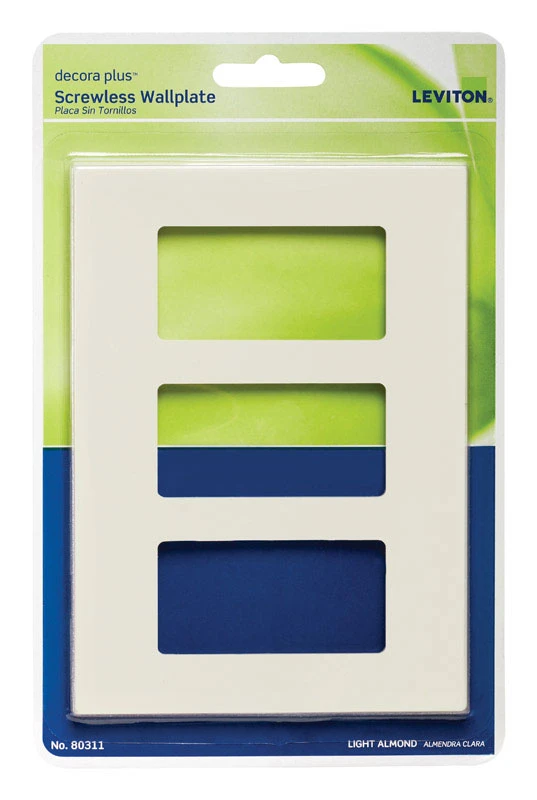 Decora Plus Almond 3 Gang Polycarbonate Screwless Wall Plate Model 80311-t