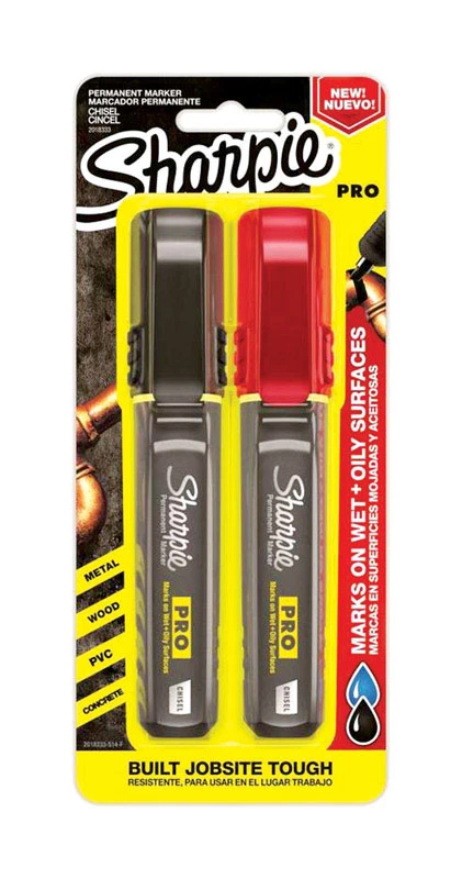Sharpie PRO Black/Red Chisel Tip Permanent Marker 2 pk