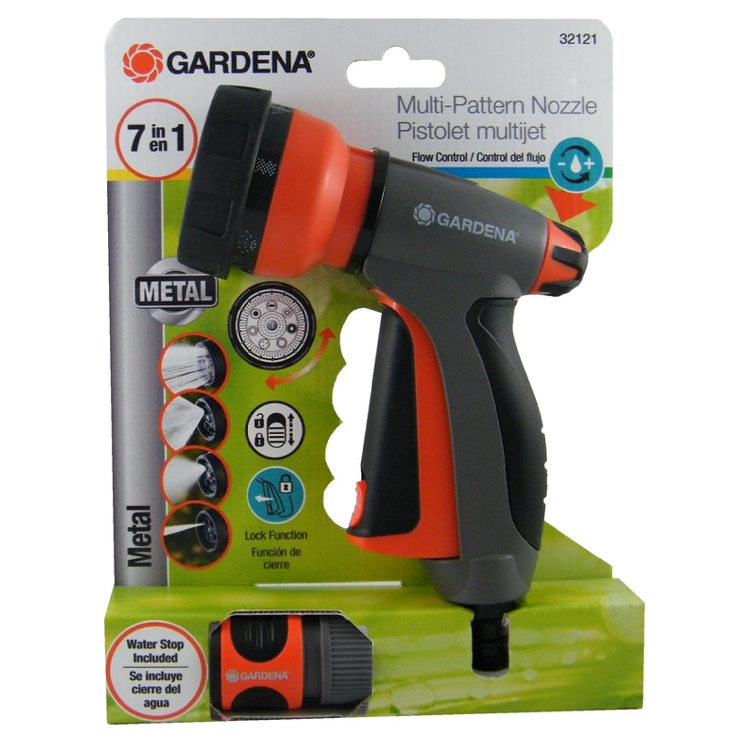 7 Pattern Adjustable Metal Hose Nozzle With Trigger Lock And Twist Control