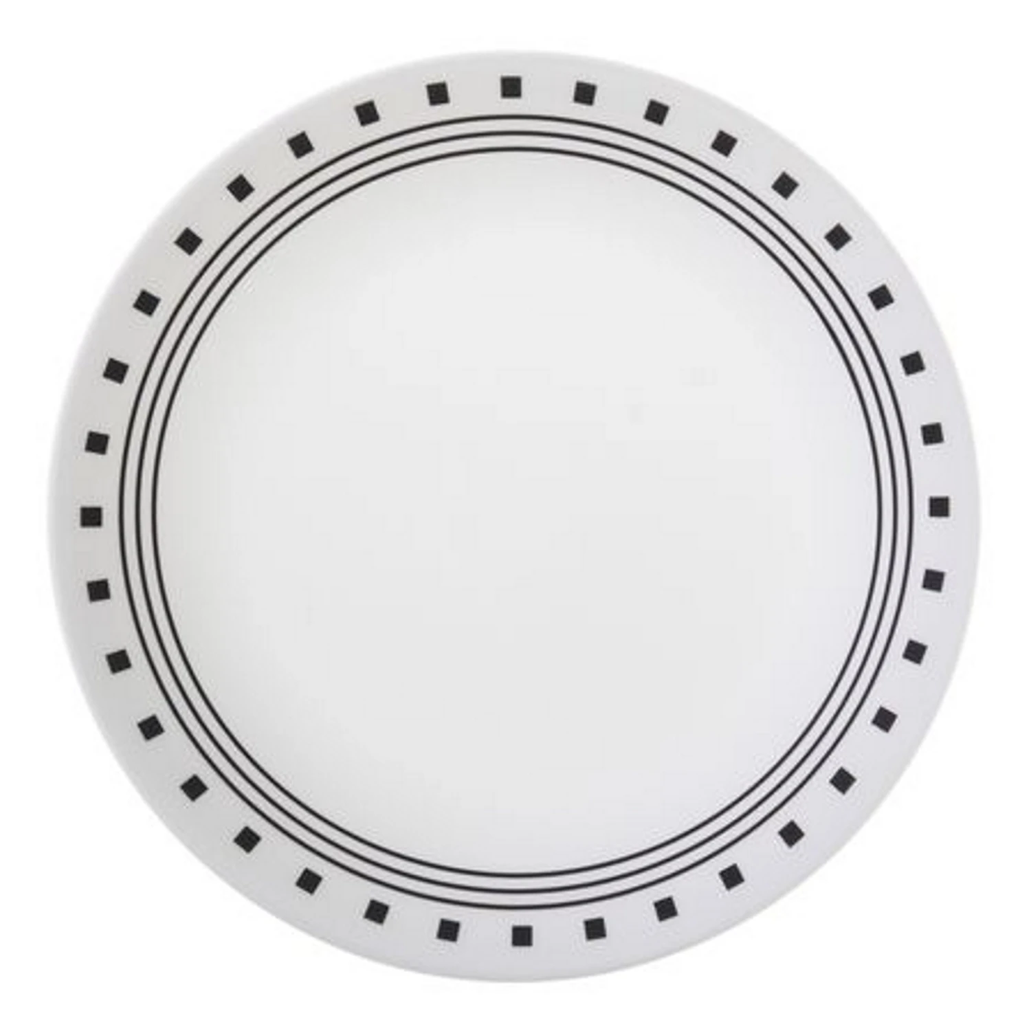 Corelle Livingware Black/White Glass City Block Luncheon Plate 8-1/2 in. D 1 pk