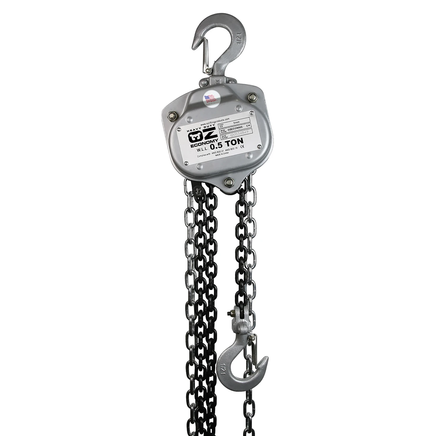 Oz Lifting Products Steel Chain Hoist 1000 Lb Capacity 10 Ft Length Model Ozhde005-10ch