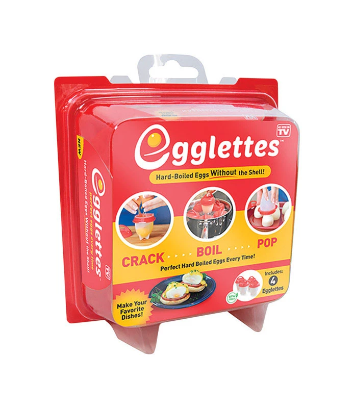 Egglettes As Seen On Tv Clear/red Silicone Non-stick Egg Pod 4 Pk - Model Egglets