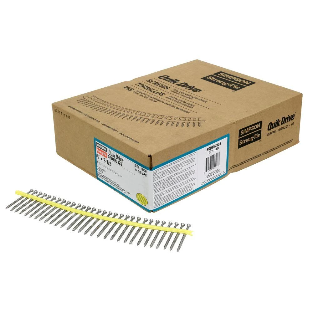 Quik Drive 2.5 In. L Silver Square Trim Head Deck Screws 1000 Pk, Stainless Steel Ssdth212s
