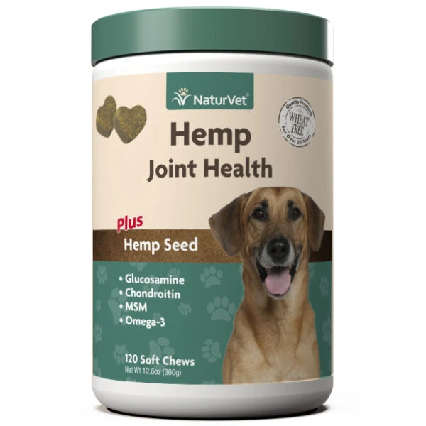 Hemp Joint Health Plus Soft Chews For Dogs With Glucosamine, 120 Count