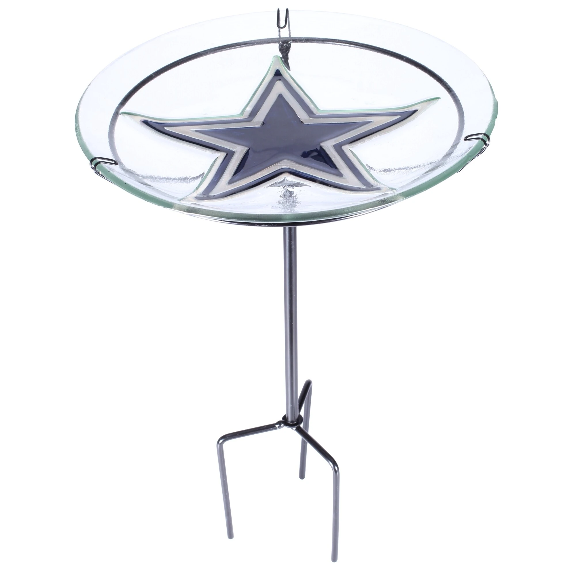 Dallas Cowboys Staked Bird Bath With Logo Garden Stake For Outdoor Decor