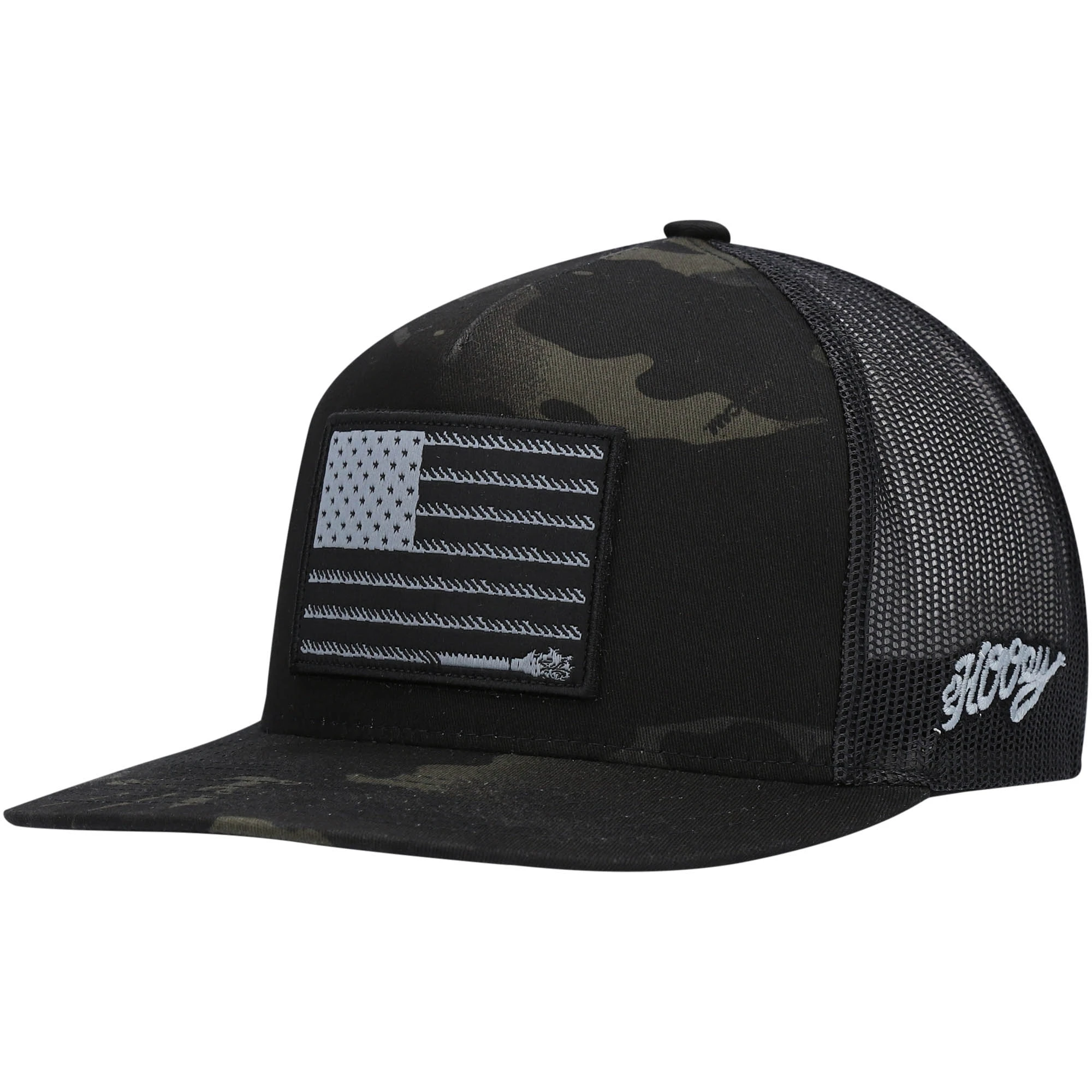 Hooey Camo/black Liberty Roper Trucker Snapback Hat For Men