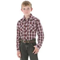 Boys' Long-sleeved Assorted Plaid Western Shirt - Model 201waal, Medium Size