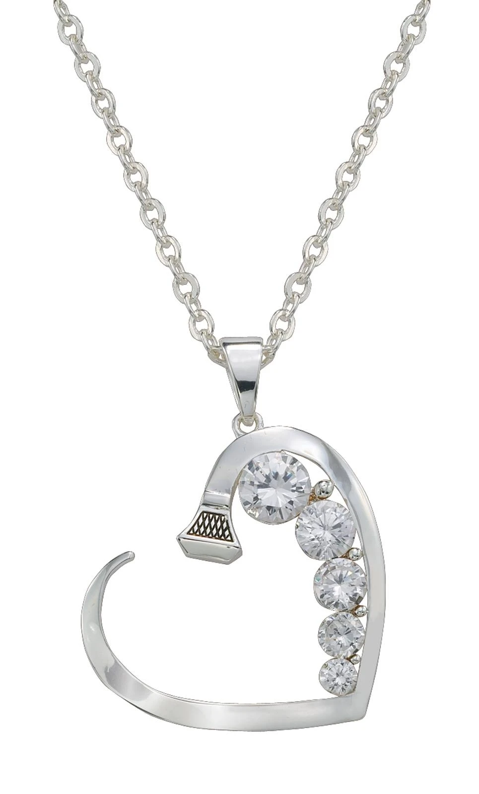 Horseshoe Nail Heart Necklace For Women - Silver Nc1136