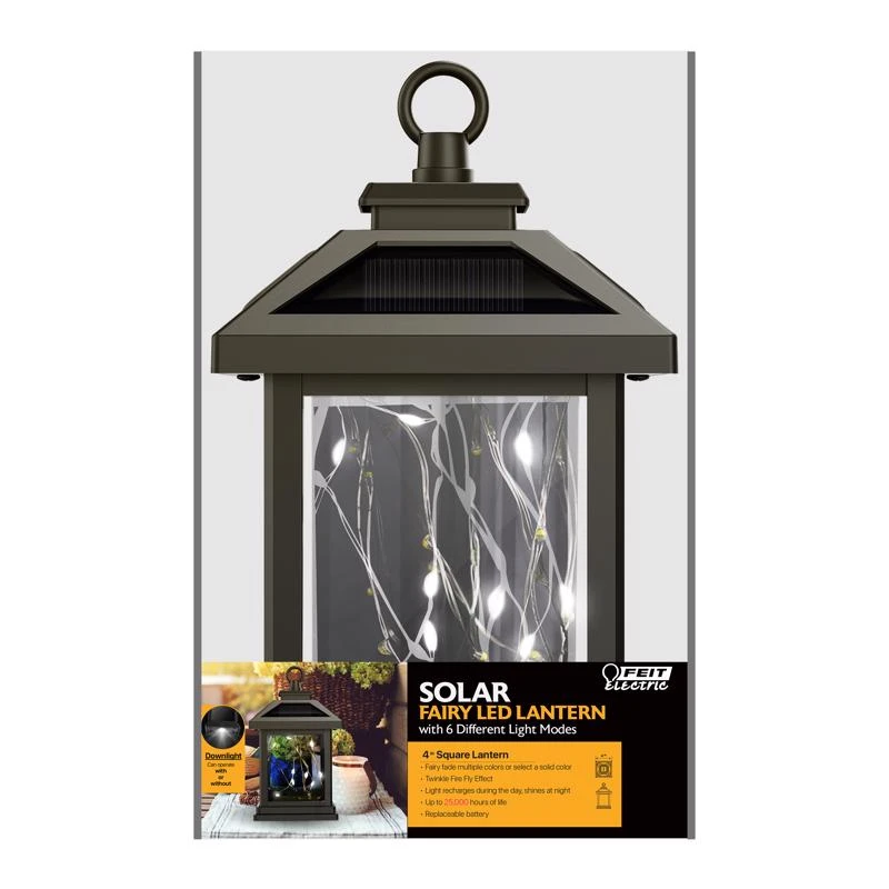 8081013 4 in. Solar Power Metal Square Hanging Pathway Light - Bronze - Pack of 3
