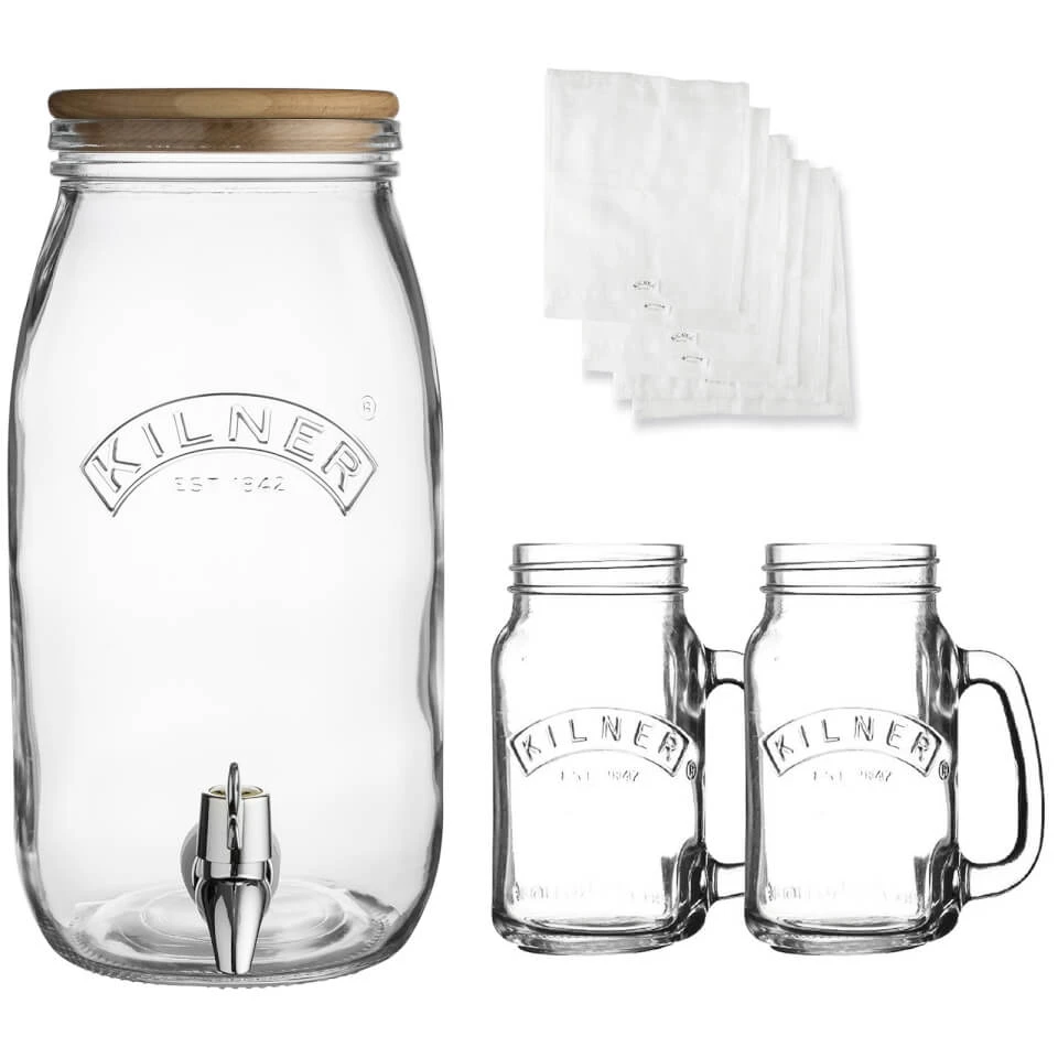 Kombucha Glass Drink Making Set With 3-liter Dispenser And Two Serving Jars