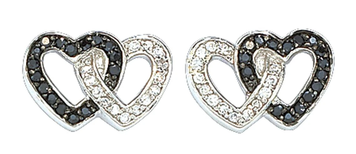 Black Crystal Double Heart Earrings For Women Er61505bk